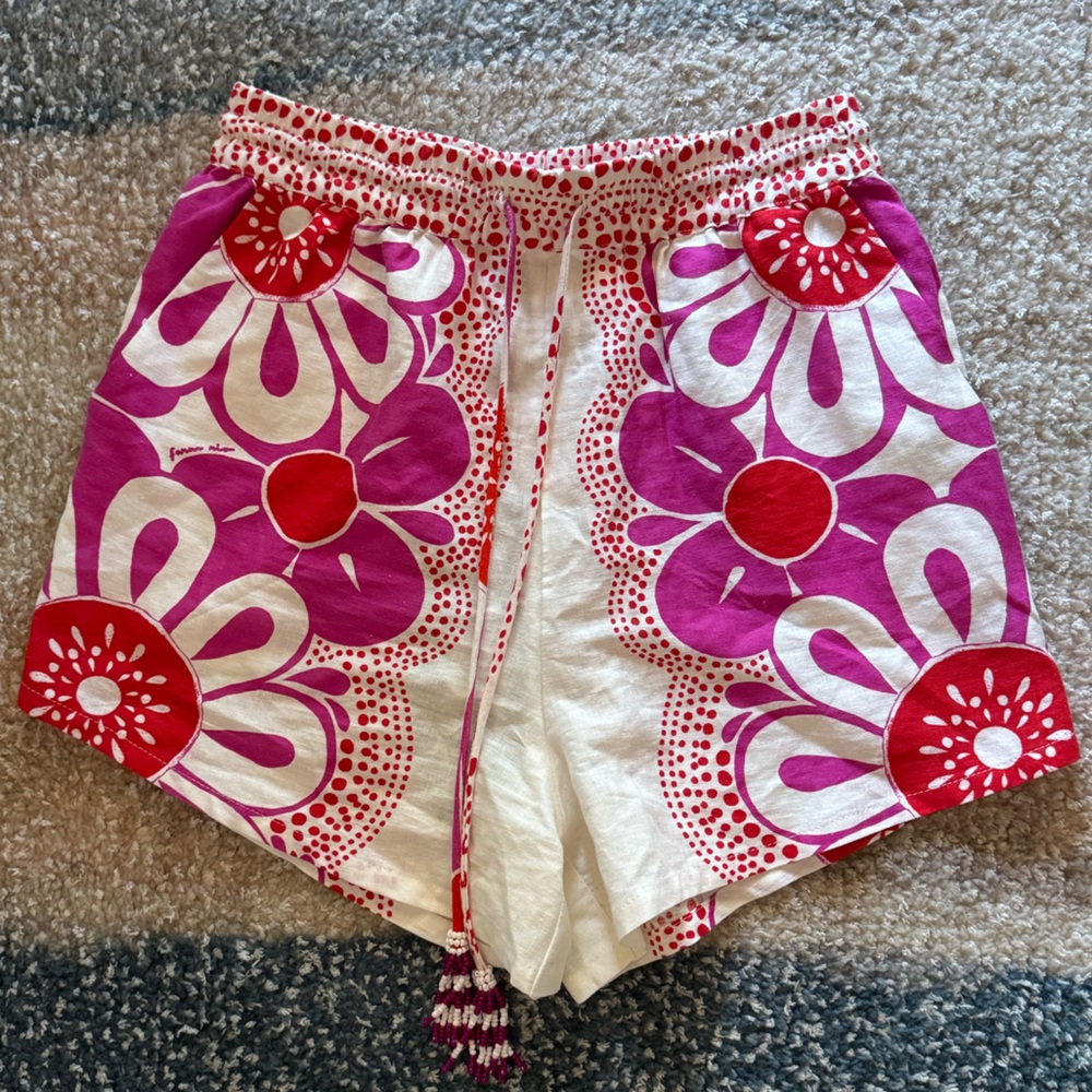 NEW Farm Rio Maia Floral Linen Blend Drawstring Shorts - Picture 7 of 9